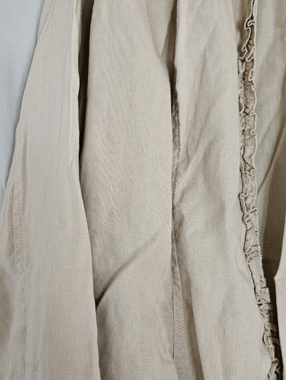Choices Neutral Beige Ruffle-Trim Open Jacket - Picture 2 of 5